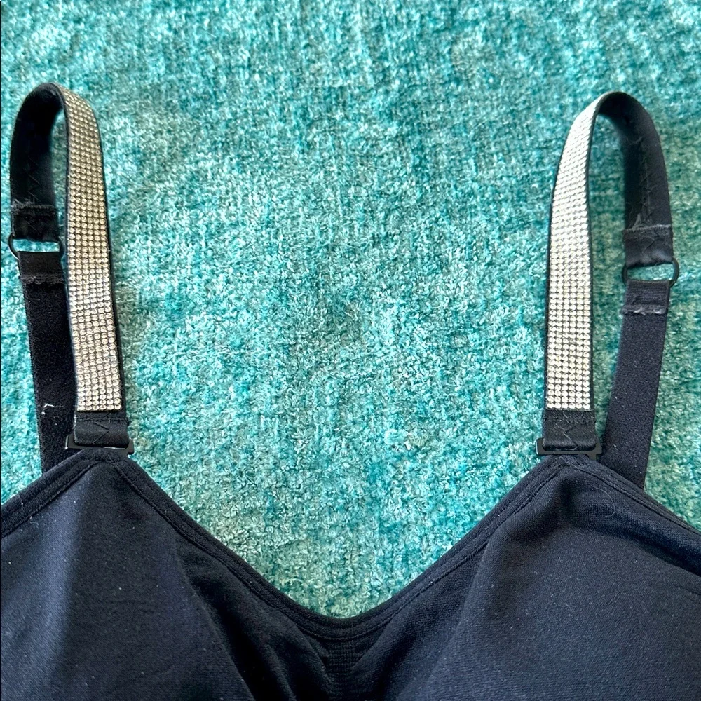 ELEGANT Black Women's Bra with Silver Straps - Picture 3 of 7